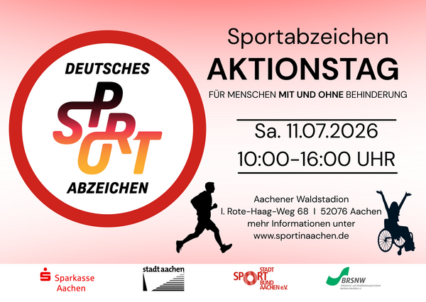 Sportabzeichen-Aktionstag für Menschen mit und ohne Behinderung am 11.07.2026 im Aachener Waldstadion | Grafik (c) SSB Aachen e.V. 